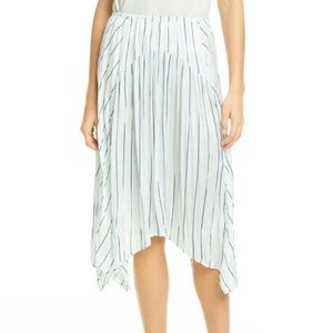 Vince Midi Skirt Striped Gauze Panel Mint Green Size M NWT